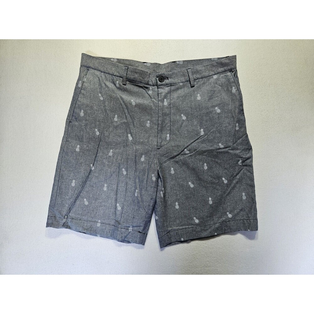 Savane Mens Golf Chino Shorts 36 Gray Pineapple All Over Print Casual Beach